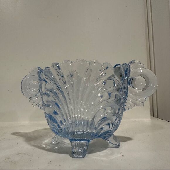 Vintage Blue Cambridge Glass Caprice Moonlight Blue Footed Sugar & Creamer 3” - Picture 6 of 11